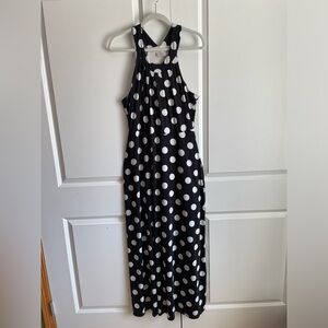 Gilli Sleevless Halter Neck Polka Dot Maxi Dress